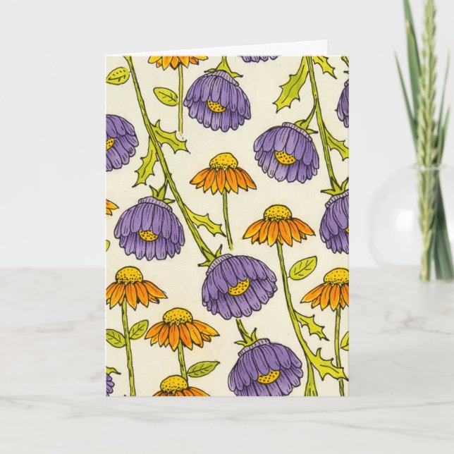Purple Coneflower Pattern Blank Card (Front)