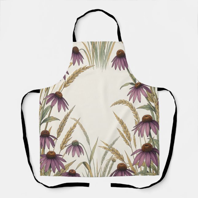 Purple Coneflower Wheat Botanical  Apron (Front)