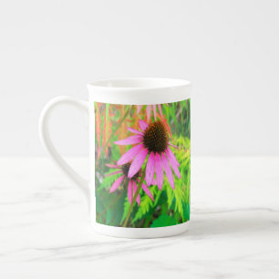 Purple Coneflower with Stunning Green Foliage Bone China Mug