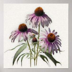 Purple Coneflowers Art Print Poster