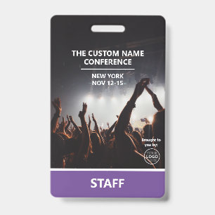 Purple Conference Staff Access Pass QR Code Custom ID Badge