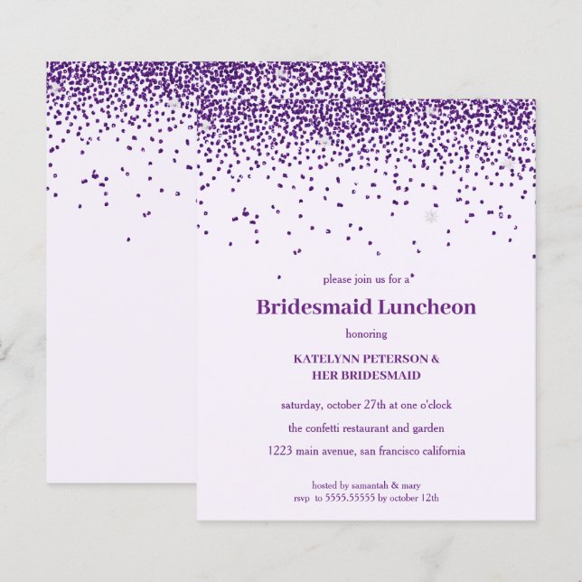 Purple Confetti Bridesmaids Luncheon Wedding (Front/Back)