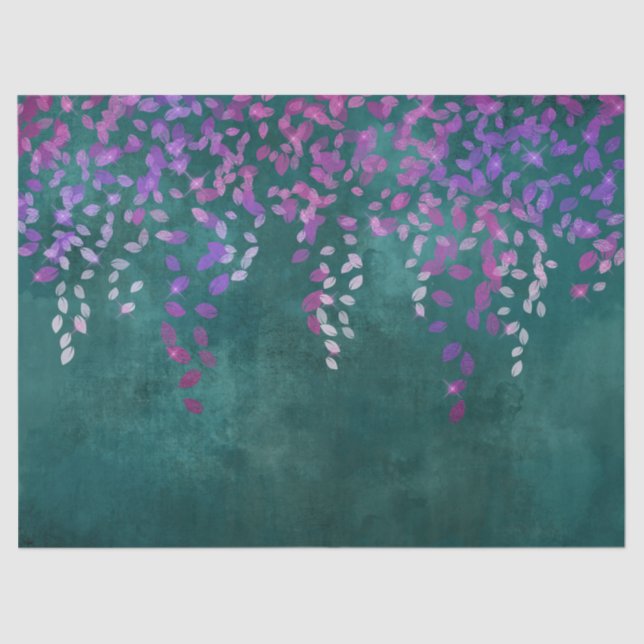 Purple Confetti on Teal Decoupage Tissue Paper (Front)