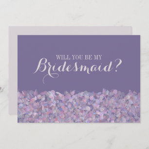 Purple Confetti Will You Be My Bridesmaid Invitation