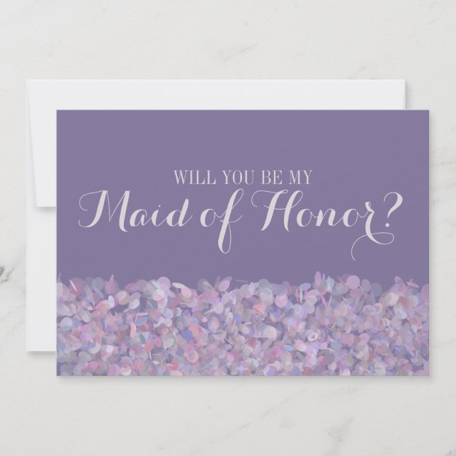 Purple Confetti Will You Be My Maid of Honour Invitation (Front)