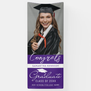 Purple Congrats Grad Photo Vertical Graduation   Banner