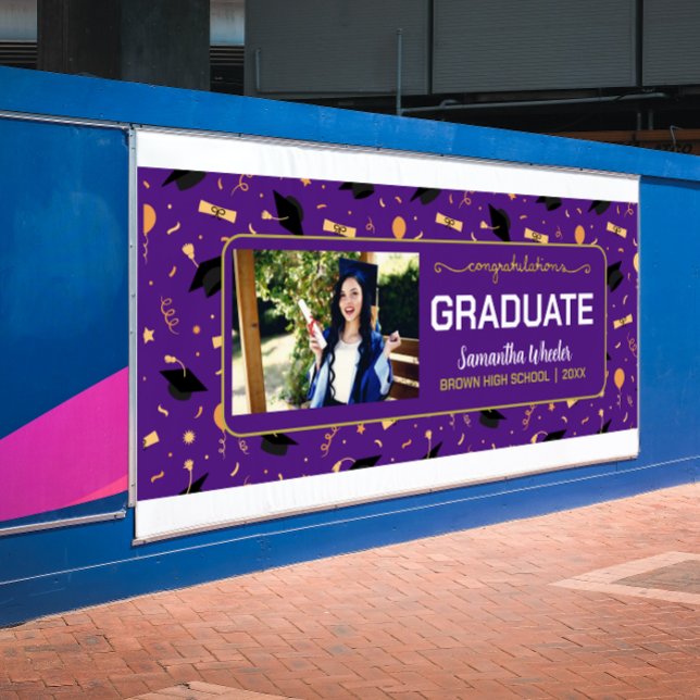 Purple Congrats Graduate Custom Photo Graduation Banner (Creator Uploaded)
