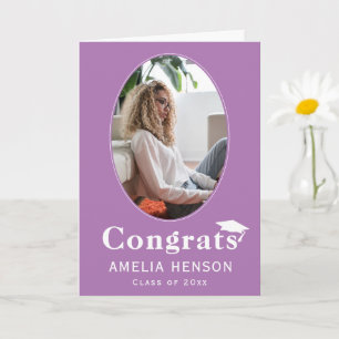 Purple Congrats Graduate Photo Graduation Card