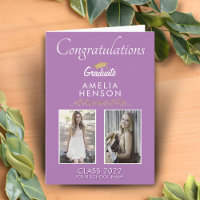 Purple Congratulations Graduate 2 Photo Graduation