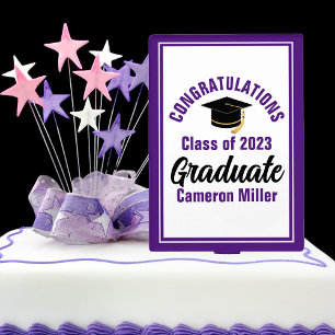 Purple Congratulations Graduate Custom Party Cake Pick
