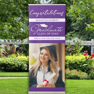 Purple Congratulations Graduate Photo Graduation Retractable Banner