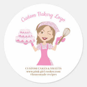 Purple Cooker Lady Boss Cake Decorator Bakery Classic Round Sticker