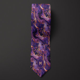 Purple & Copper Marbled Monogram Tie
