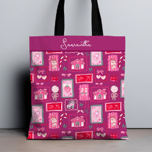 Purple Coquette aesthetic girly whimsical pattern Tote Bag