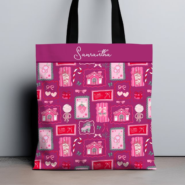 Purple Coquette aesthetic girly whimsical pattern Tote Bag (Creator Uploaded)