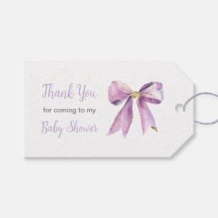 Purple Coquette Bow Baby Shower Gift Tags