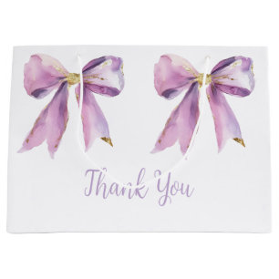 Purple Coquette Bow Baby Shower Large Gift Bag