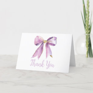 Purple Coquette Bow Baby Shower Thank You Card