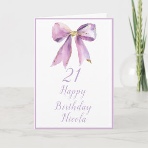 Purple Coquette Bow Birthday Party Card