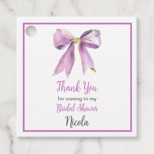 Purple Coquette Bow Bridal Shower Favour Tags