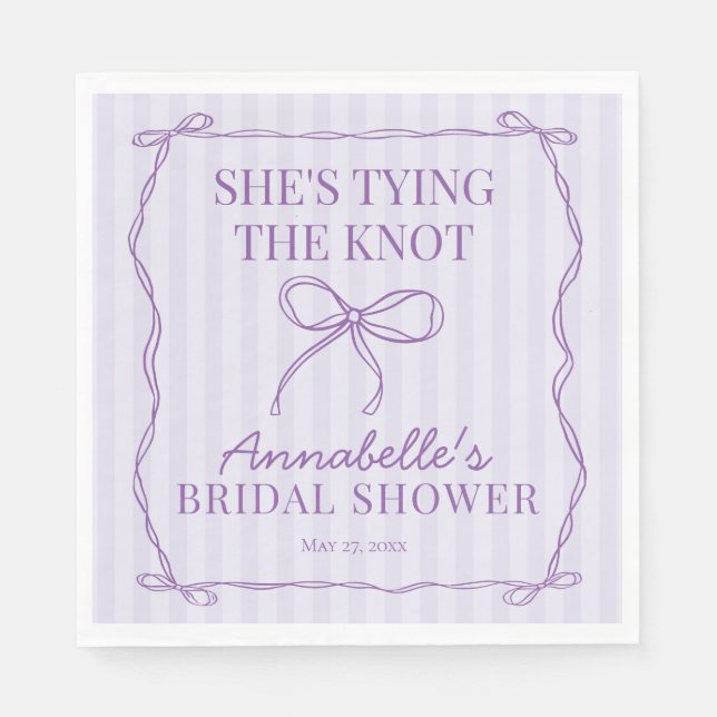 Purple Coquette Bow Bridal Shower Table Decor Napkin (Front)