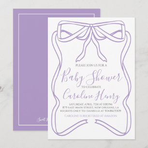 Purple Coquette Bow Gir Baby Shower MAKE ANY COLOR Invitation