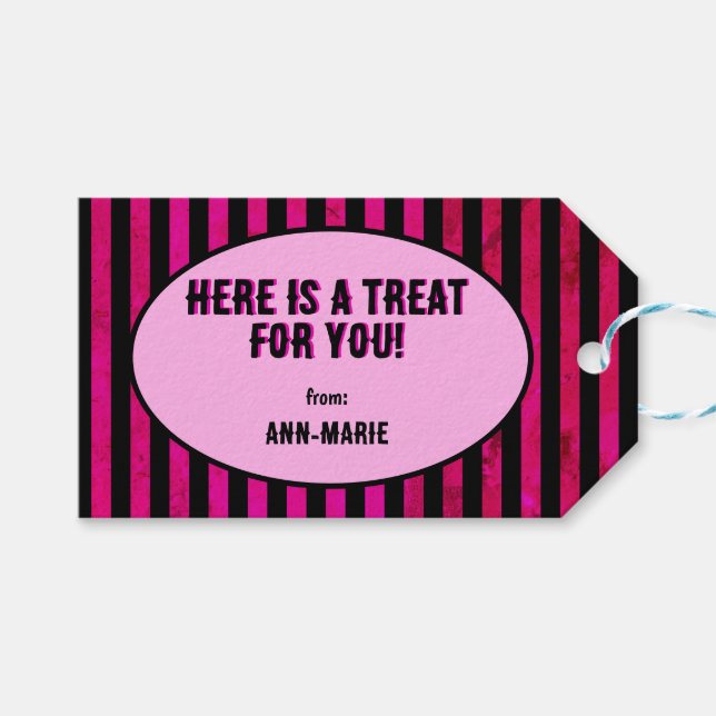 Purple Coquette bow Halloween Gift Tags (Front (Horizontal))