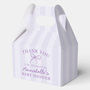 Purple Coquette Bow Pastel Baby Shower Dessert Favour Box