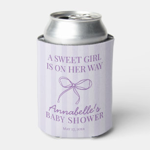Purple Coquette Bow Pastel Baby Shower Favor Can Cooler