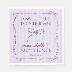 Purple Coquette Bow Pastel Baby Shower Table Decor Napkin