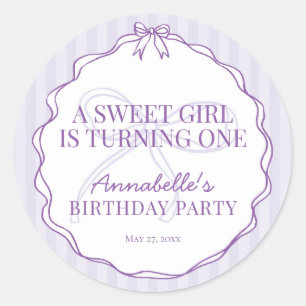 Purple Coquette Bow Pastel Birthday Invite Seal