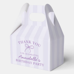 Purple Coquette Bow Pastel Birthday Party Dessert Favour Box