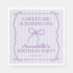 Purple Coquette Bow Pastel Birthday Table Decor Napkin