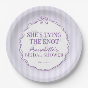 Purple Coquette Bow Pastel Bridal Shower Brunch Paper Plate