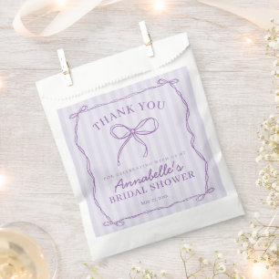 Purple Coquette Bow Pastel Bridal Shower Dessert Favour Bags