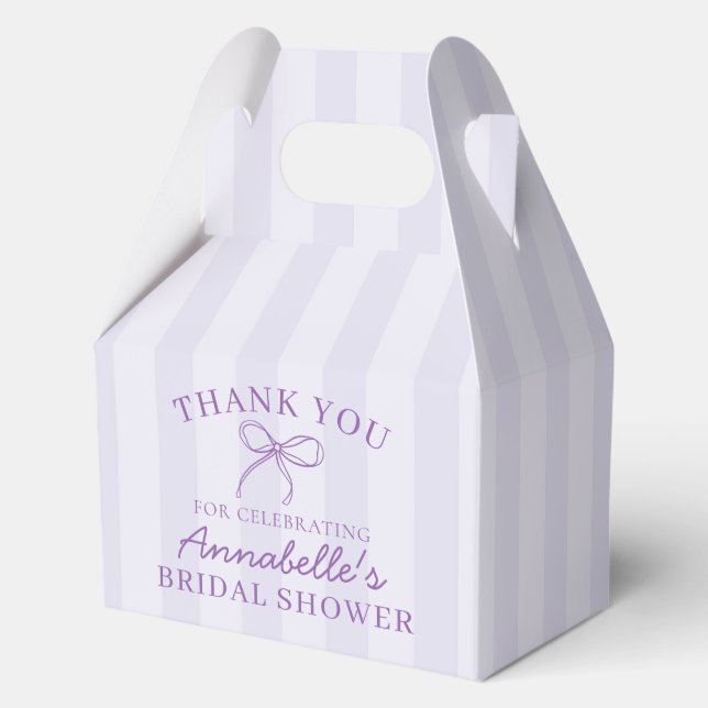 Purple Coquette Bow Pastel Bridal Shower Dessert Favour Box (Front)