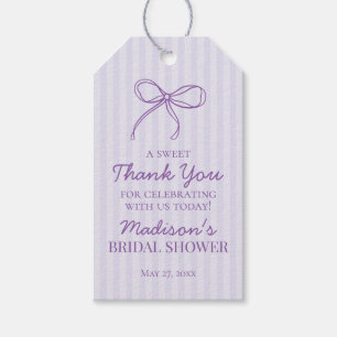 Purple Coquette Bow Pastel Bridal Shower Favor Gift Tags