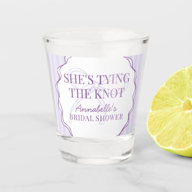 Purple Coquette Bow Pastel Bridal Shower Favour Shot Glass (Front)