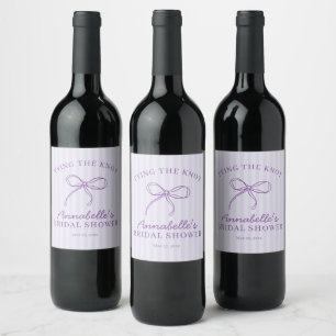 Purple Coquette Bow Pastel Bridal Shower Favour Wine Label