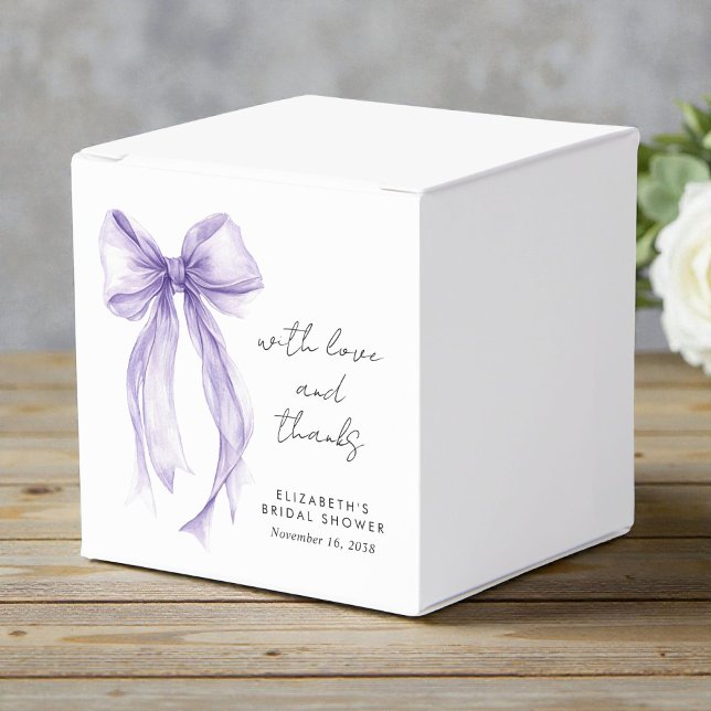 Purple Coquette Bow Watercolor Bridal Shower Favour Box (Purple Coquette Bow Watercolor Bridal Shower Favor Boxes)