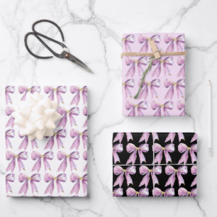 Purple Coquette Bow Wrapping Paper Sheet