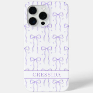 Purple Coquette Bows Monogrammed iPhone 15 Pro Max Case
