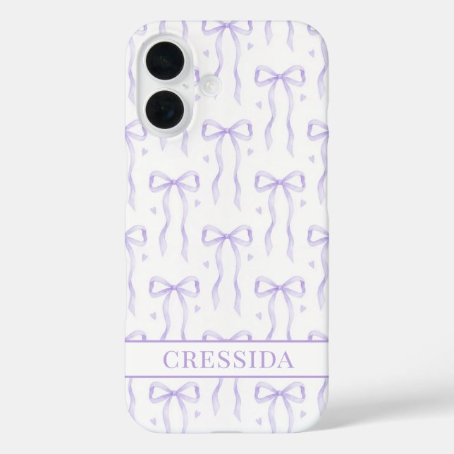 Purple Coquette Bows Monogrammed Case-Mate iPhone Case (Back)