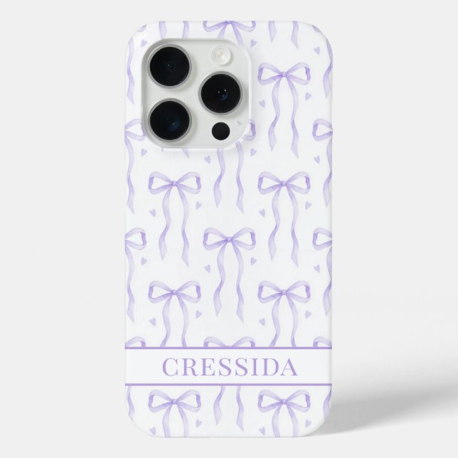 Purple Coquette Bows Monogrammed Case-Mate iPhone Case (Back)