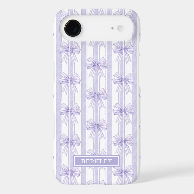 Purple Coquette Bows on Stripes Monogrammed (Back)