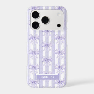 Purple Coquette Bows on Stripes Monogrammed