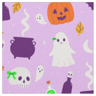 purple coquette halloween cute bow skull ghost fabric