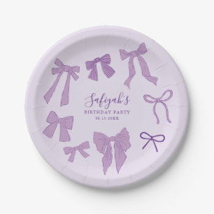 Purple Coquette Ribbons Birthday Party Paper Plate
