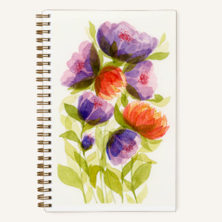 Purple Coral Watercolor Botanicals Notebook