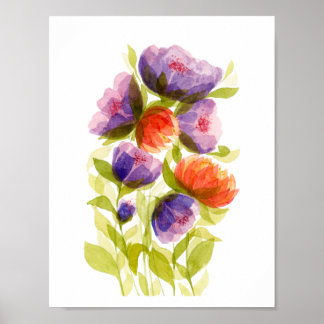 Purple Coral Watercolor Botanicals Poster